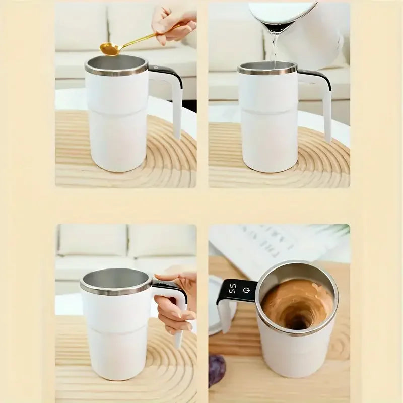 White USB charging self-stirring mug