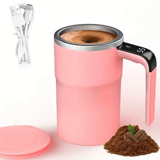 Pink USB charging self-stirring mug